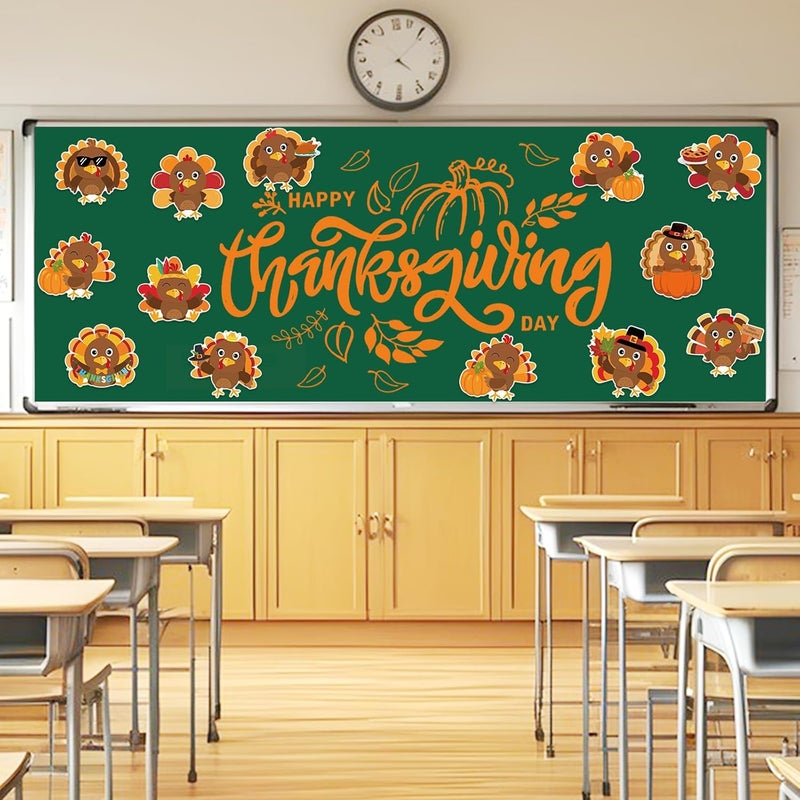 Machomby 48Pcs Thanksgiving Turkey Cutouts for Bulletin Board Decorations, Cute Turkey Paper Cutouts for Thanksgiving Harvest Party Home Office Classroom Bulletin Border Chalkboard Wall Decor - Image 3